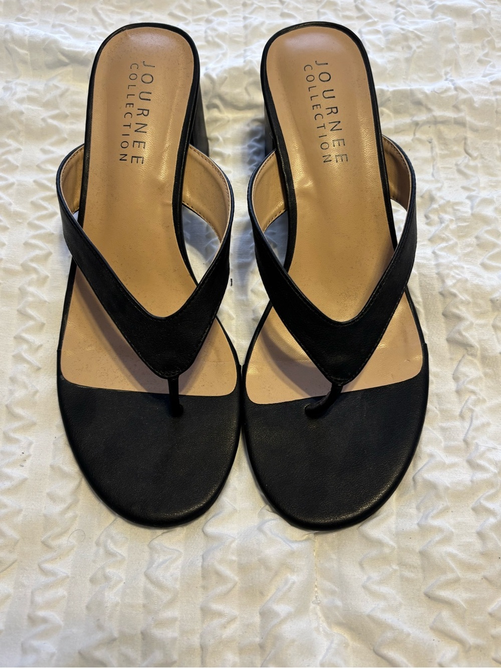 Journee Collection Black Thong Sandal Mule